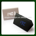 Hot sales home decoration gift and promotional LED small triangle MDF clock